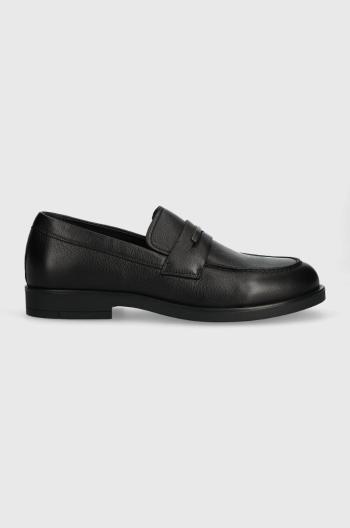 Kožené mokasíny Calvin Klein MOCCASIN PB pánské, černá barva, HM0HM01223