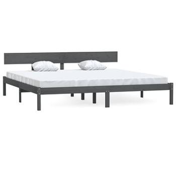 Rám postele šedý masivní borovice 180 × 200 cm UK Super King, 810164 (810164)