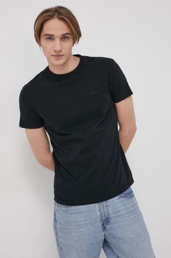 Bavlněné tričko Superdry černá barva, hladké