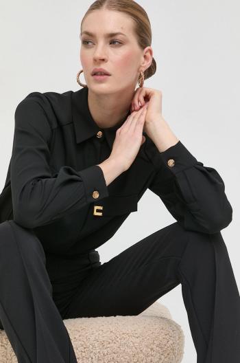 Košile Elisabetta Franchi dámská, černá barva, regular, s klasickým límcem