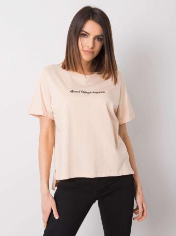 BROSKVOVÉ TRIČKO S NÁPISEM 157-TS-1507.68P-PEACH Velikost: M