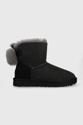 Dětské semišové sněhule UGG W Mini Bailey Fuzzy Bow černá barva