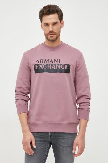 Mikina Armani Exchange pánská, růžová barva, s aplikací