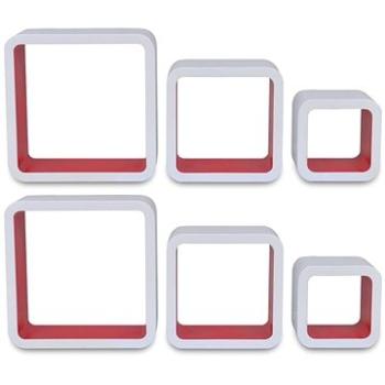 Nástěnné police krychlové 6 ks bílé a červené 275984 (1538,43)