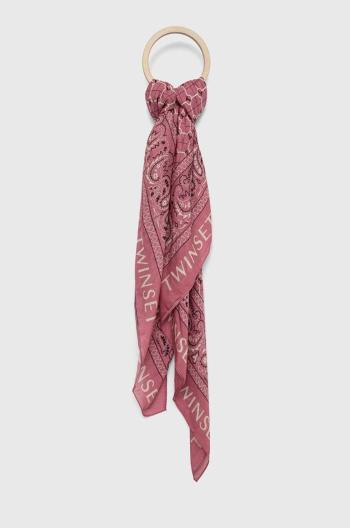 Hedvábný šátek Twinset růžová barva