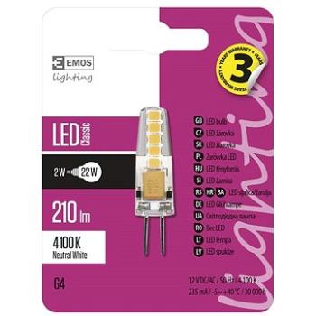 EMOS LED žárovka Classic JC 1,9W 12V G4 neutrální bílá (1525735401)