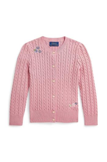 Dětský bavlněný kardigan Polo Ralph Lauren růžová barva, 312940989002