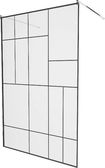 MEXEN/S KIOTO samostatně stojící sprchová zástěna 100 x 200 cm, transparent/černá vzor 8 mm, chrom 800-100-002-01-78