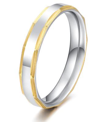 Ziskoun Decentní stříbrnozlatý prsten z chirurgické oceli SR000118 Velikost: 9