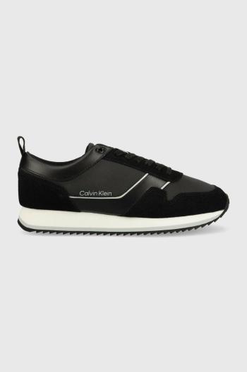 Sneakers boty Calvin Klein LOW TOP LACE UP MIX černá barva