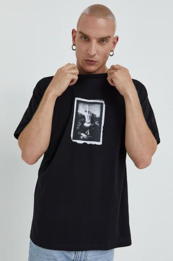 Bavlněné tričko Volcom černá barva, s potiskem