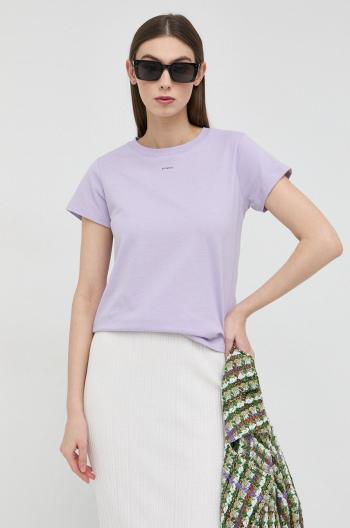 Bavlněné tričko Pinko fialová barva