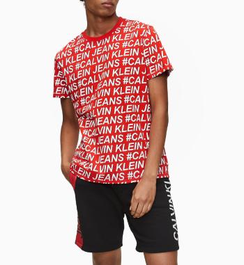 Calvin Klein pánské červené tričko s celoplošným potiskem