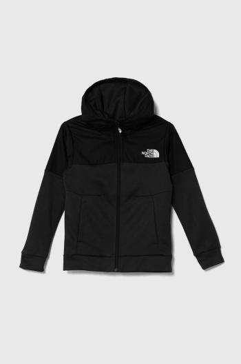 Dětská mikina The North Face MOUNTAIN ATHLETICS FULL ZIP HOODIE černá barva, s kapucí, s potiskem