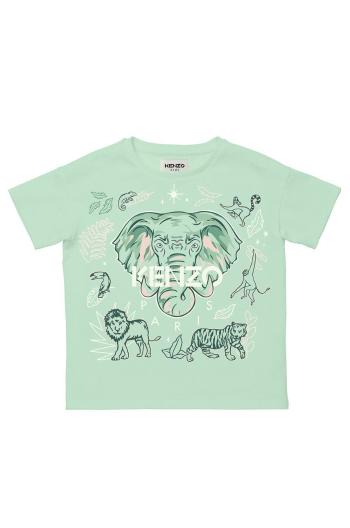 Dětské bavlněné tričko Kenzo Kids zelená barva