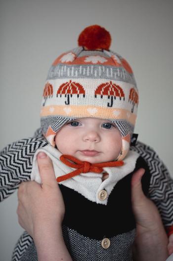 Dětská čepice ze směsi vlny Reima oranžová barva, z husté pleteniny