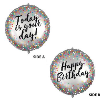 Procos Fóliový balón - Happy Birthday barevné tečky 46 cm
