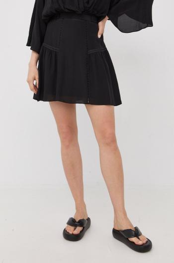 Hedvábná sukně The Kooples černá barva, mini, áčková