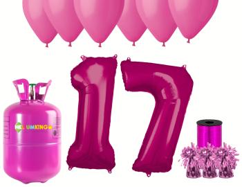HeliumKing Helium párty set na 17. narozeniny s růžovými balónky