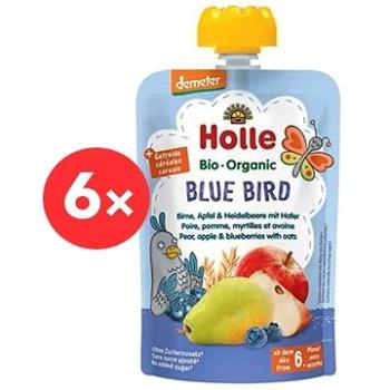 HOLLE Blue Bird  BIO hruška jablko borůvky a vločky 6× 100 g (7640161877306)