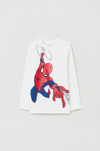 Dětská bavlněná košile s dlouhým rukávem OVS X Spider-man bílá barva, s potiskem