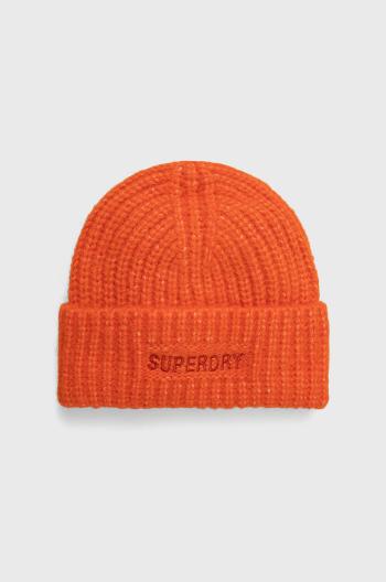 Čepice z vlněné směsi Superdry oranžová barva, z husté pleteniny