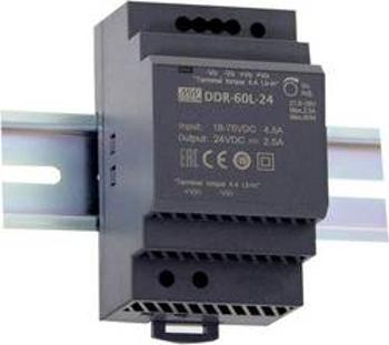 DC/DC měnič napětí na DIN lištu Mean Well DDR-60L-12, 1 x, 12 V/DC, 5 A, 60 W