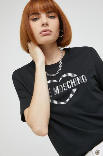 Bavlněné tričko Love Moschino černá barva