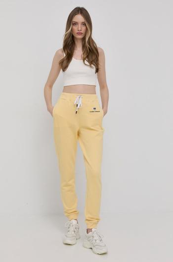 Bavlněné kalhoty Chiara Ferragni dámské, žlutá barva, s aplikací