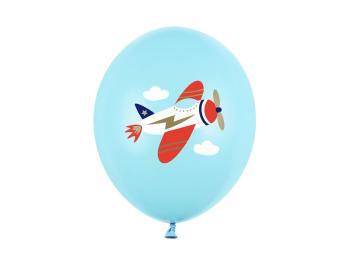 PartyDeco Latexový balón - Letadlo pastelový modrý