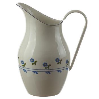 Krémový smaltovaný džbán s květy Flower- 20*26cm - 2.5L 104.14