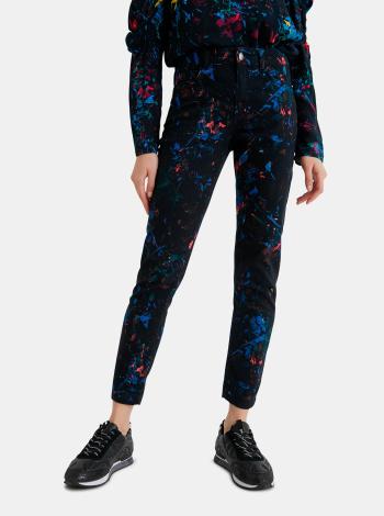 Černé dámské vzorované zkrácené slim fit džíny  Desigual Splatter