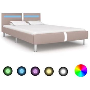 Rám postele s LED cappuccino umělá kůže 140x200 cm (280863)