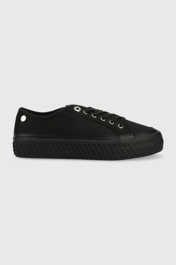 Sneakers boty Tommy Hilfiger PLATFORM VULCANIZED SNEAKER černá barva