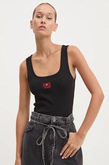 Top Guess Jeans dámský, černá barva, W4BP43 KA0H1