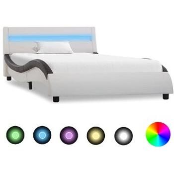Rám postele s LED světlem bíločerný umělá kůže 90x200 cm (285678)