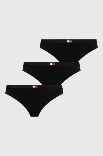 Tanga Tommy Jeans 3-pack černá barva, UW0UW05013