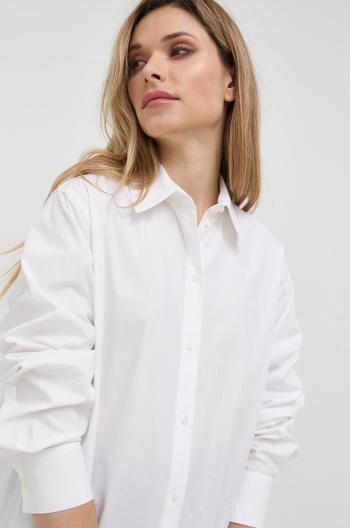 Bavlněné tričko Karl Lagerfeld bílá barva, relaxed, s klasickým límcem