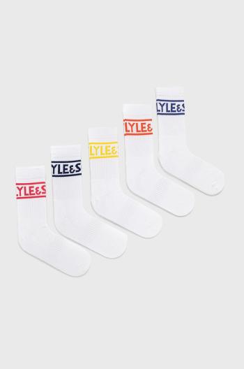 Ponožky Lyle & Scott Ray ( 5-pak) pánské, bílá barva