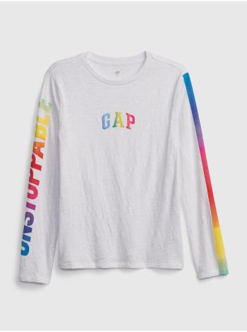 Bílé klučičí dětské tričko GAP Logo ls tee
