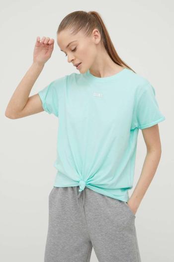 Bavlněné tričko Dkny tyrkysová barva