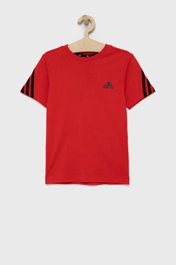 Dětské bavlněné tričko adidas Performance HA6986 červená barva, s potiskem