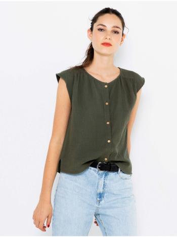 Khaki top s knoflíky CAMAIEU