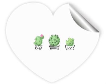 Samolepky srdce - 5 kusů Kaktusy