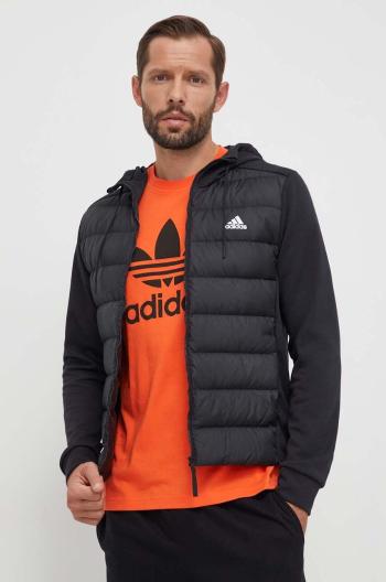 Péřová bunda adidas pánská, černá barva, přechodná, HZ4430