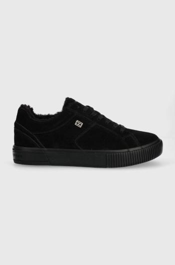 Semišové sneakers boty Tommy Hilfiger VULC SUEDE SNEAKER LO černá barva, FW0FW07548