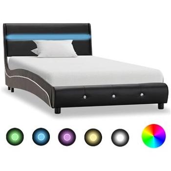 Rám postele s LED světlem černý umělá kůže 90x200 cm (280332)