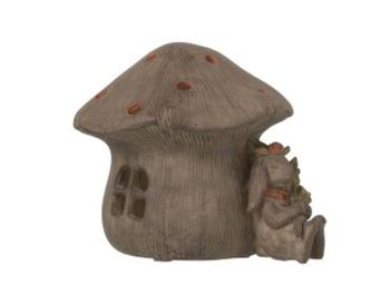 Svítící domek houba s králíkem - 16*14cm 90552