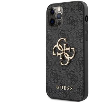 Guess PU 4G Metal Logo Zadní Kryt pro Apple iPhone 12/12 Pro Grey (3700740504574)