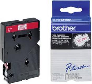 Páska do štítkovače Brother TC-292, 9 mm, TC, 7,7 m, červená/bílá